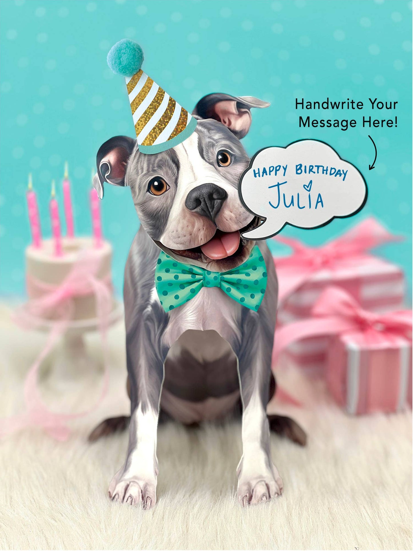 Gray Pitbull Pop-up Greeting Card