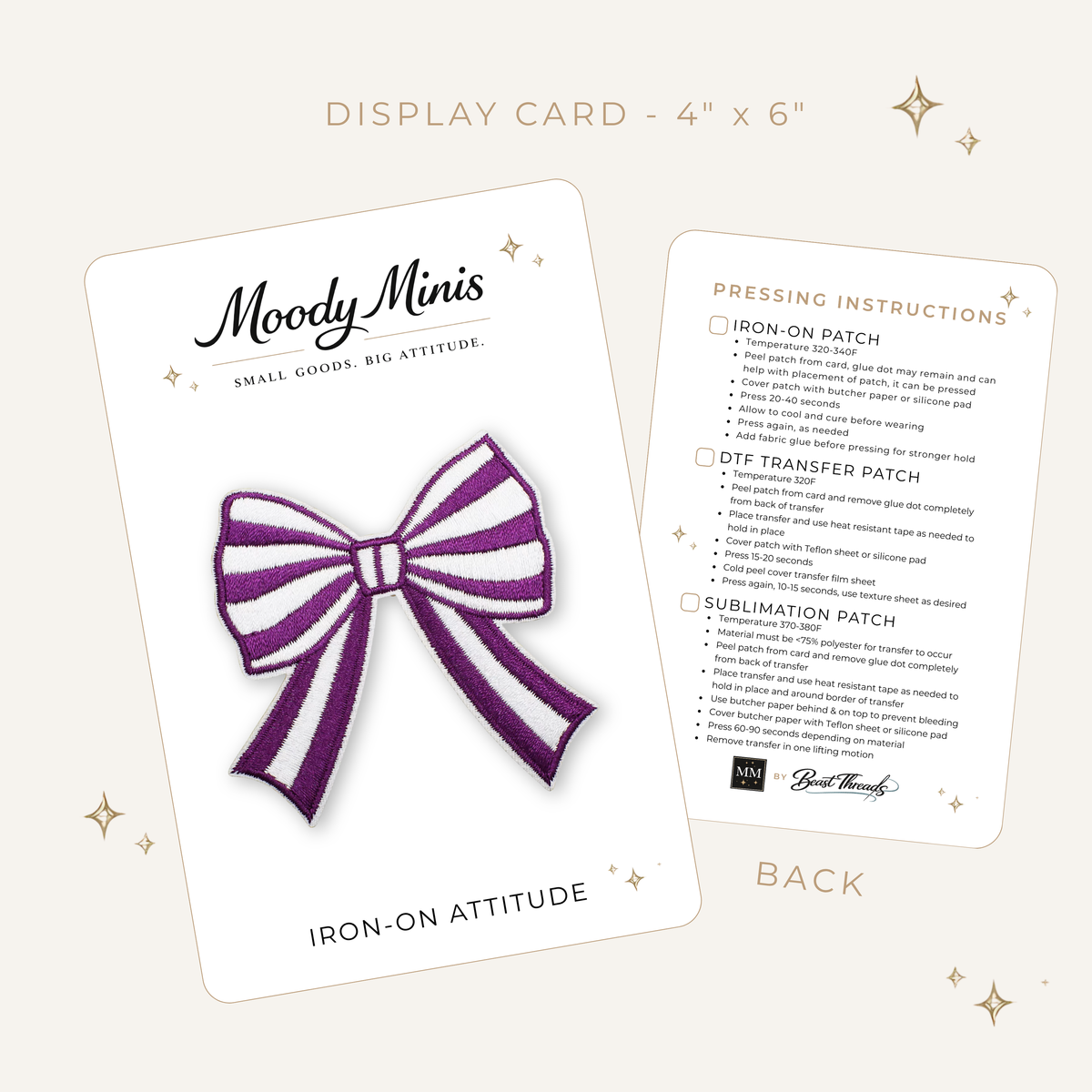 Striped Bow Purple Embroidered Patch