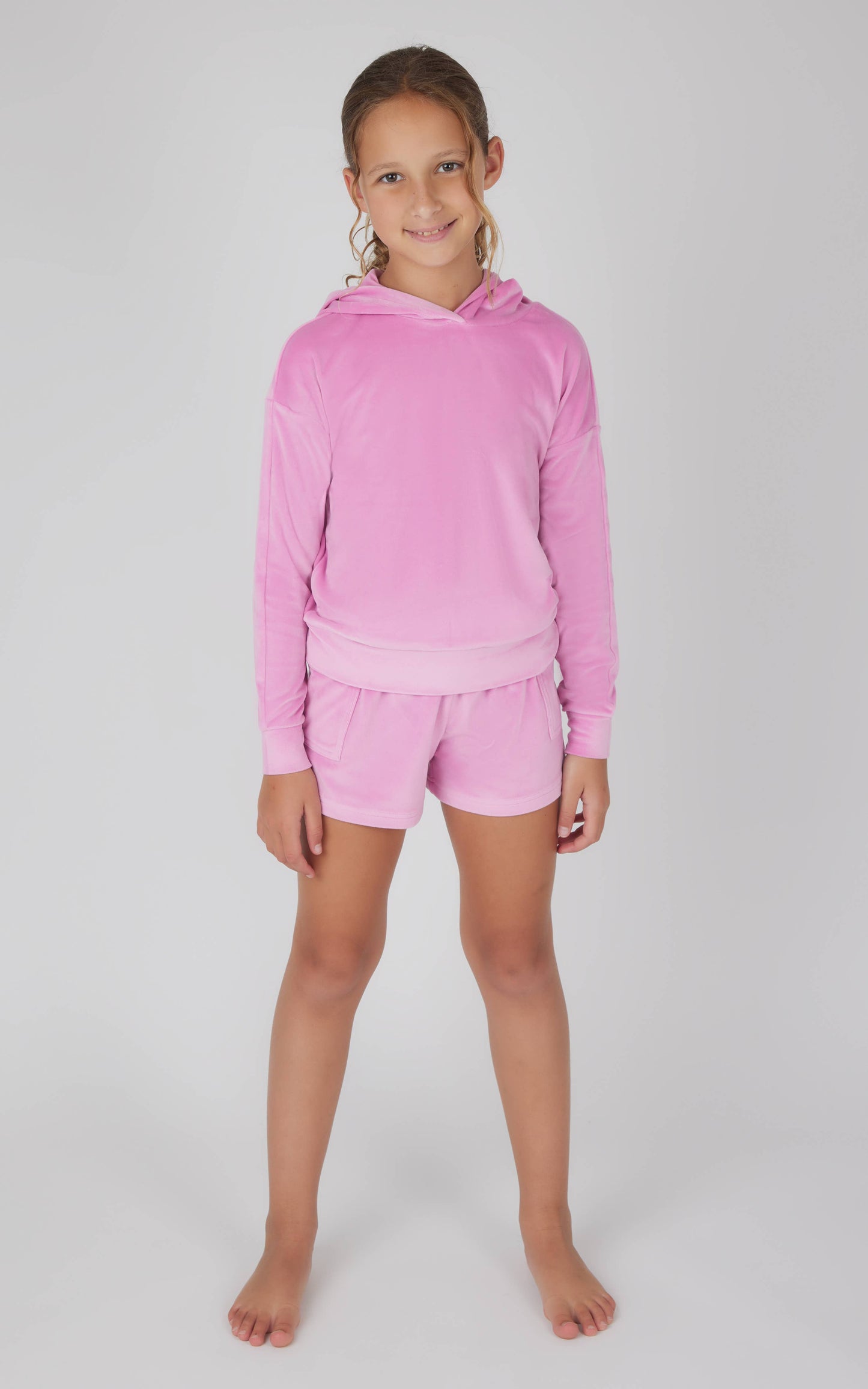 Girls Velour Hoodie and Cargo Shorts - 2 PC SET