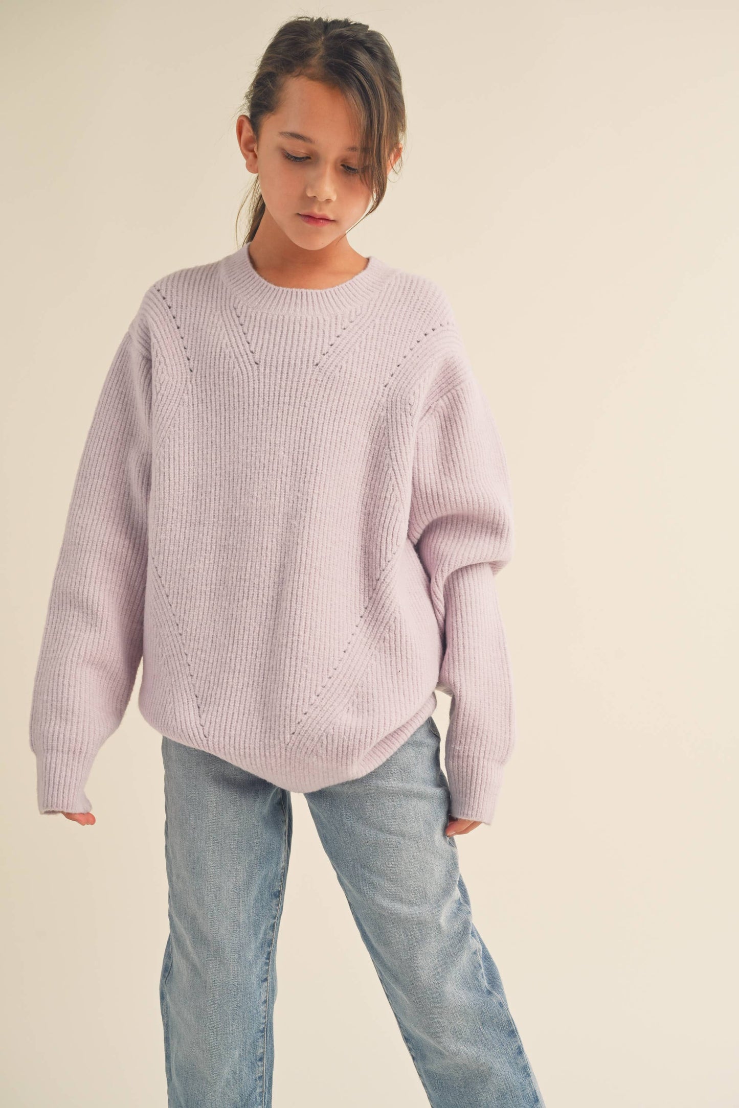 Long Lined Chunky Jumper Top Trendy SWEATER KT2210LV (7-14)