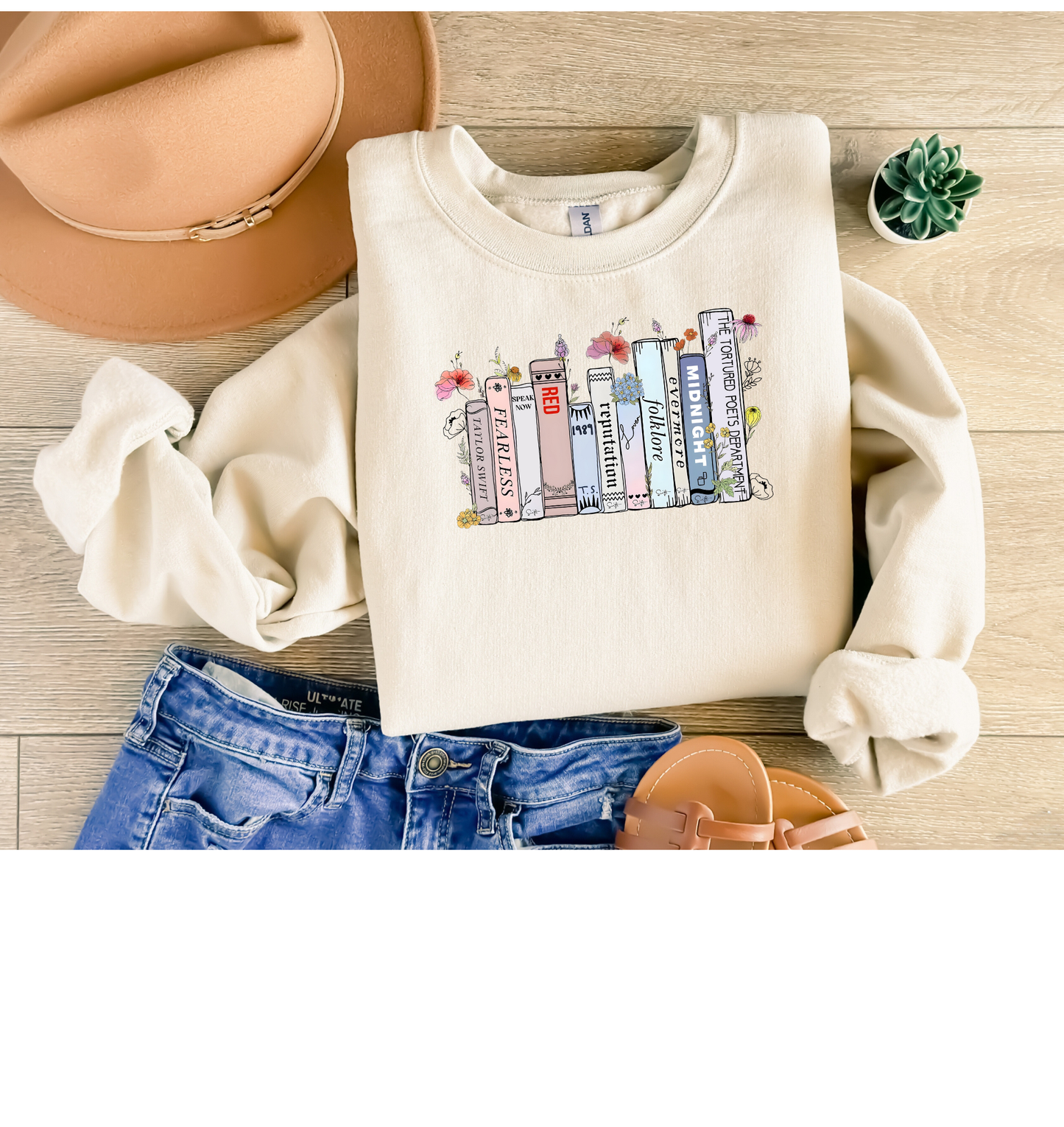 Taylor's Eras Books Sand T-Shirt (w/Tortured Poets) Kids Tee