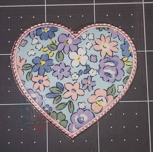 Floral Heart (Blue) Iron-On PATCH