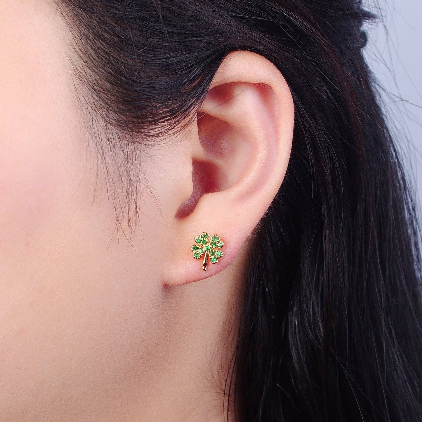 Green Four Leaf Clover Earrings