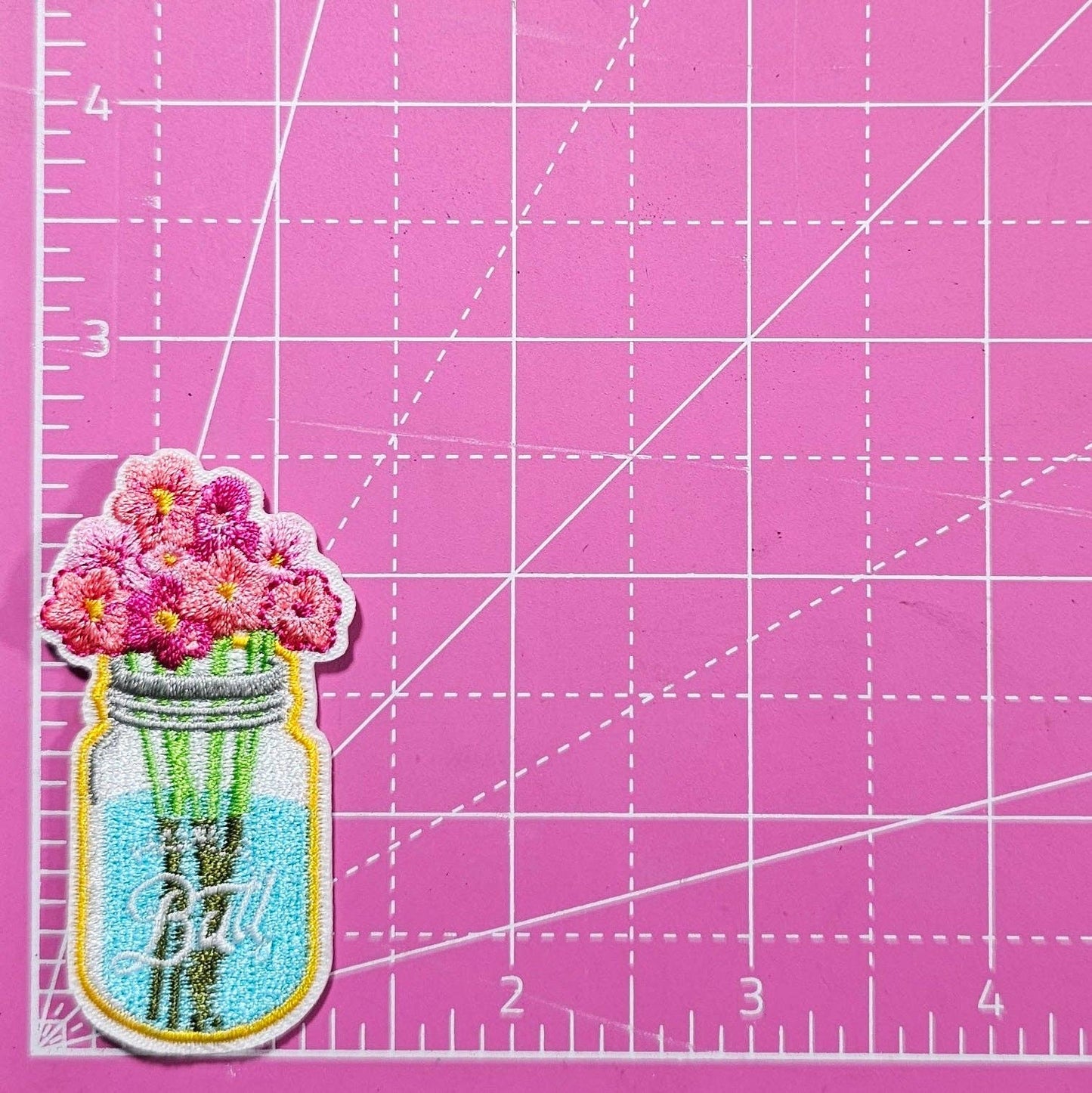 Ball Jar With Flowers Patch