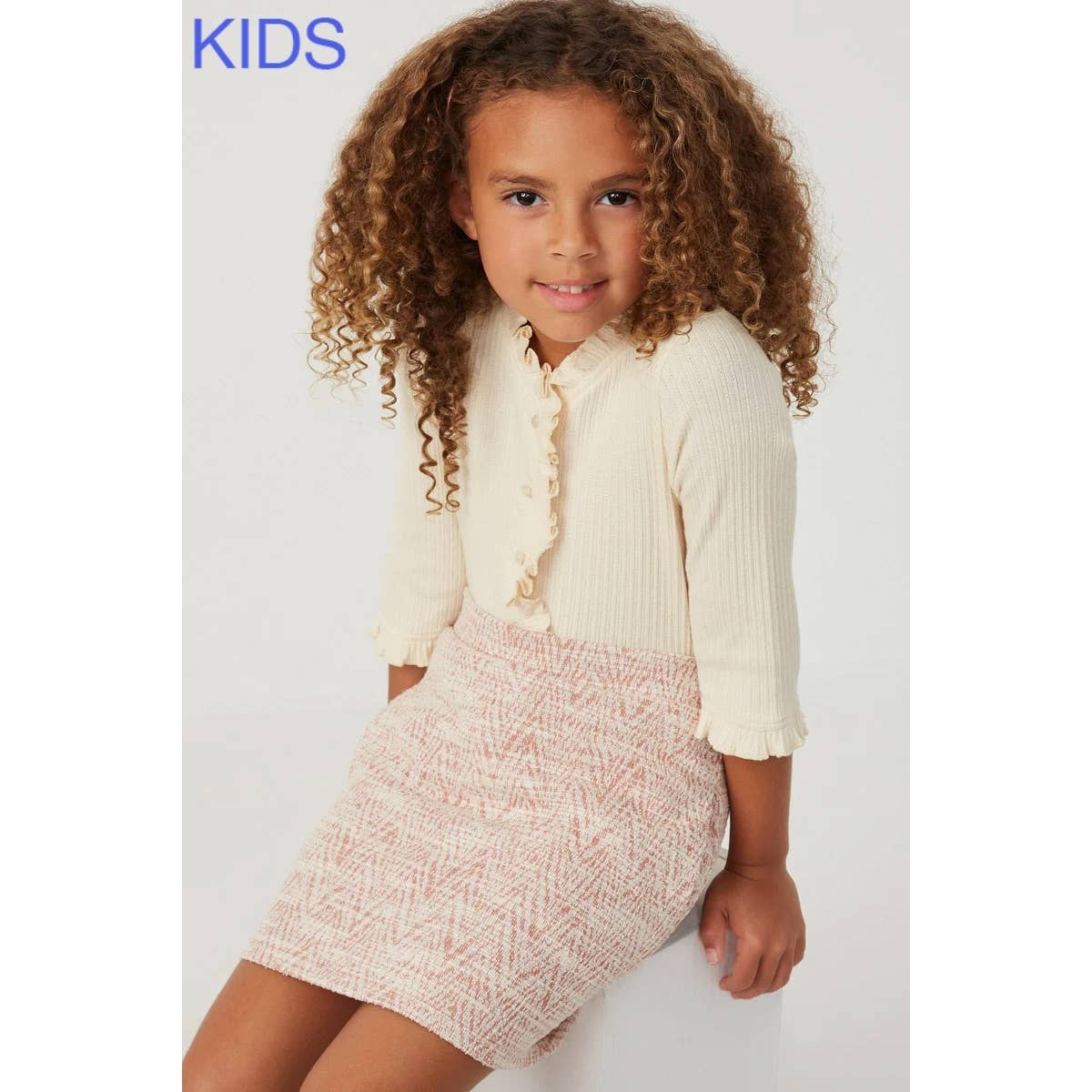 Girls Pocketed Marled Textured Knit Skirt