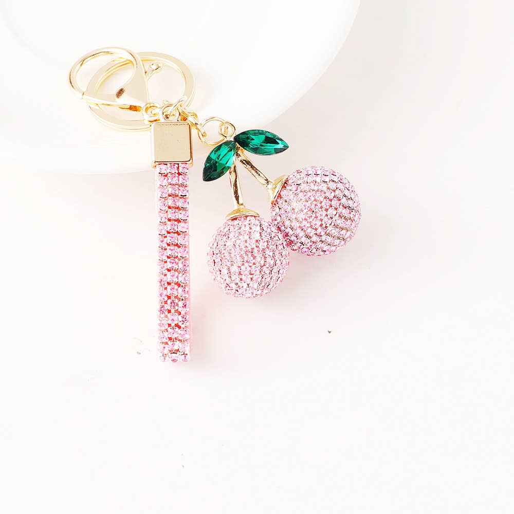 Cherry Rhinestone Keychain