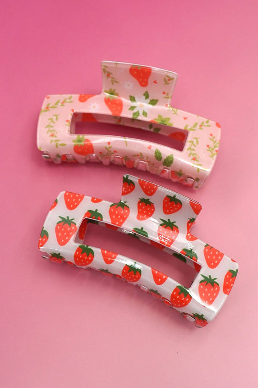 STRAWBERRY COTTAGECORE HAIR CLAW CLIPS