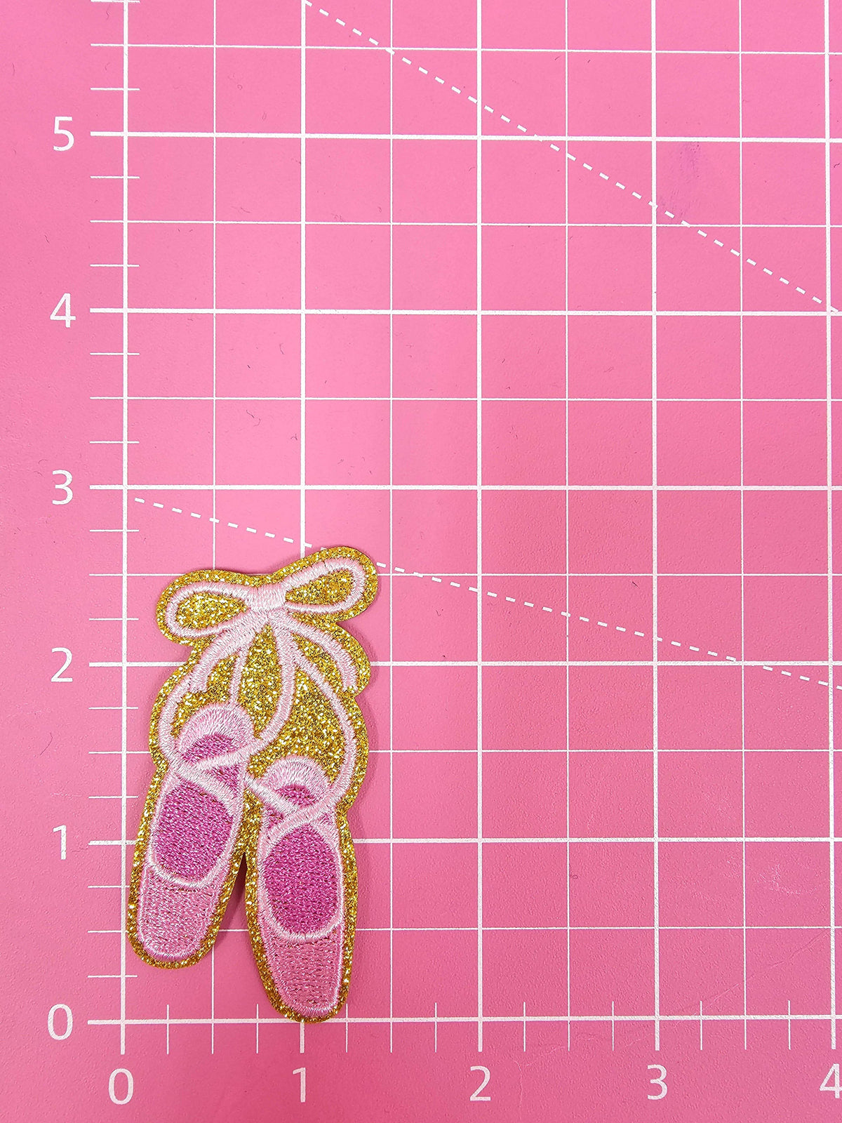 Ballerina Shoes Gold Glitter Embroidery Patch