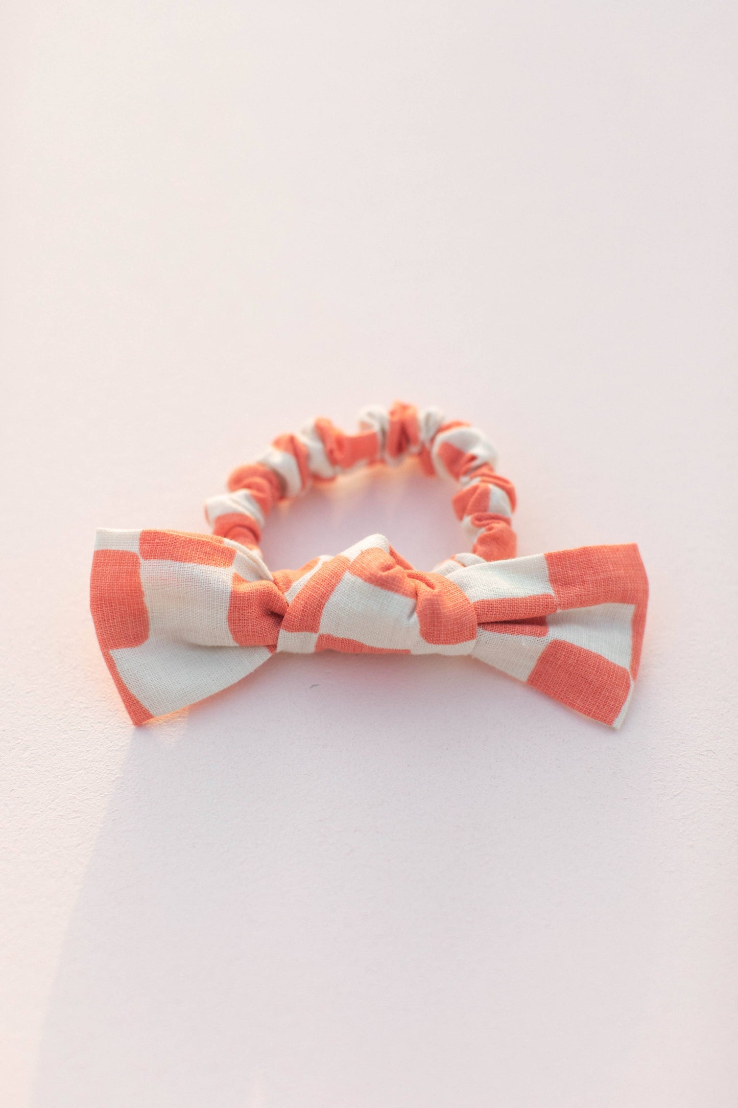 Halloween Checkers Checkerboard Bow Scrunchie