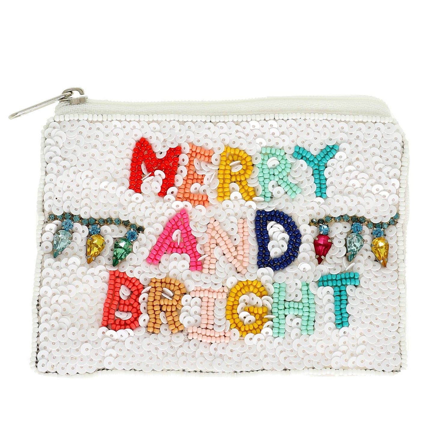 Christmas Merry and Bright Jeweled Coin Bag