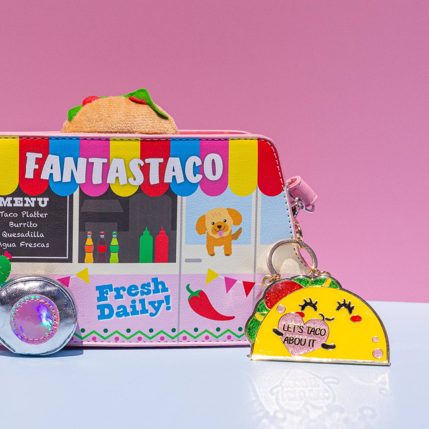 Glitter Metal Keychain - Taco