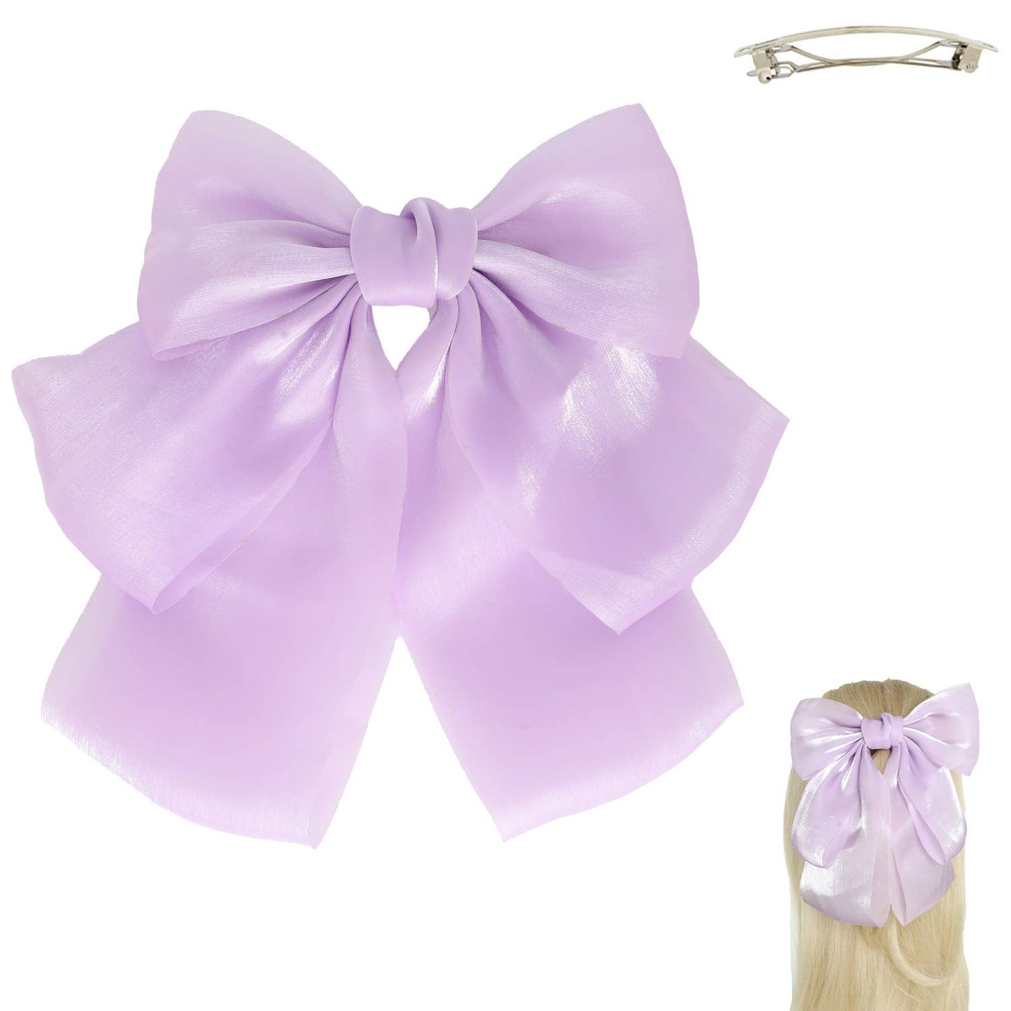Oversized Textile Sash Bow Barrette Hair Clip