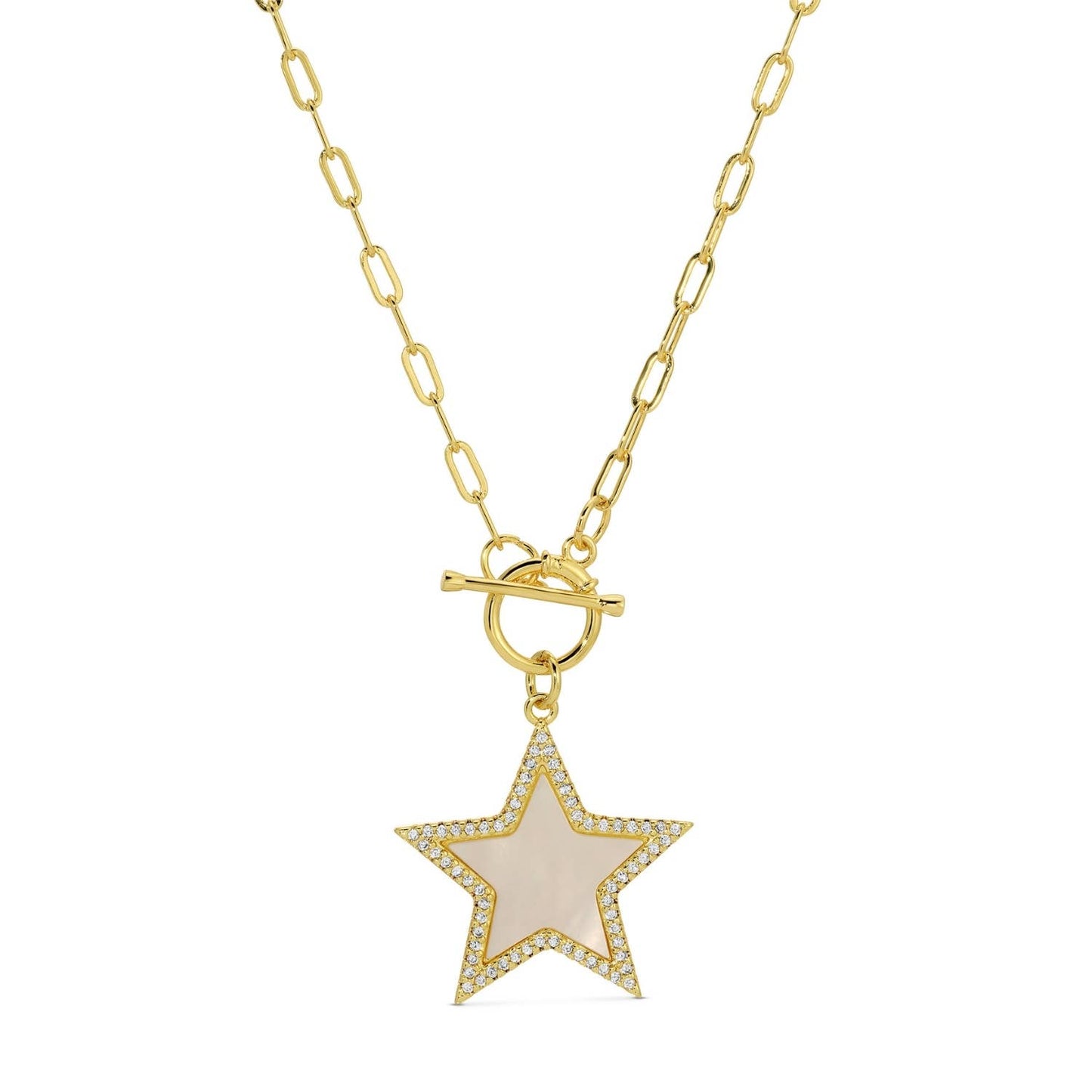 Pave Star Toggle Pendant Necklace