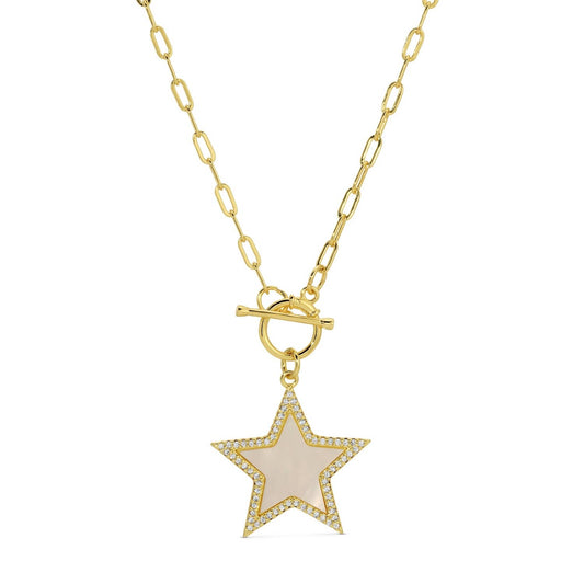 Pave Star Toggle Pendant Necklace