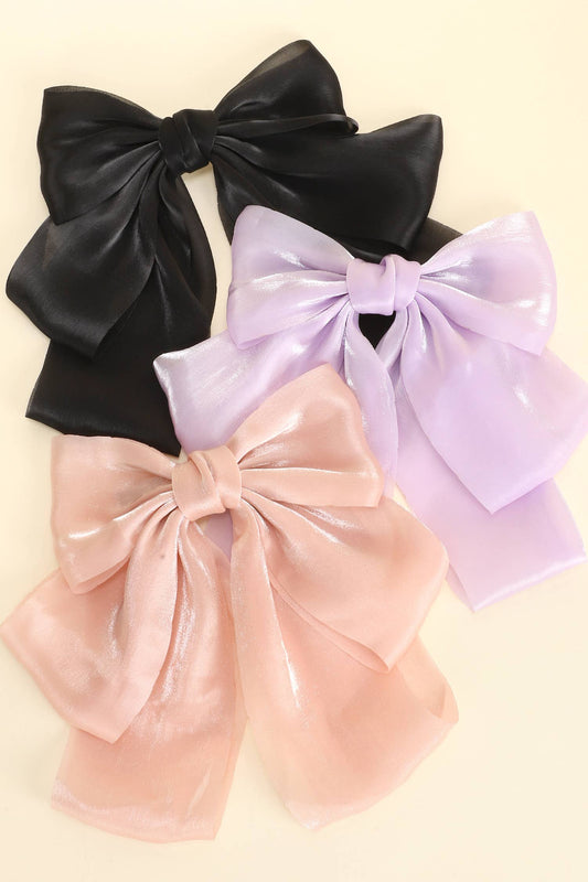 Oversized Textile Sash Bow Barrette Hair Clip