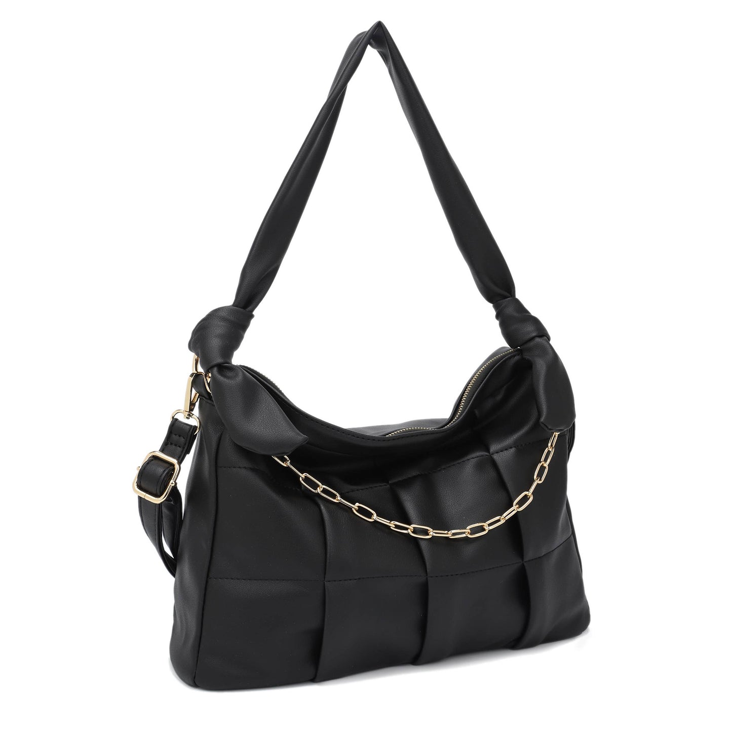 LEILA Pleased Shoulder Bag Hobo with Chain and Knot Handle