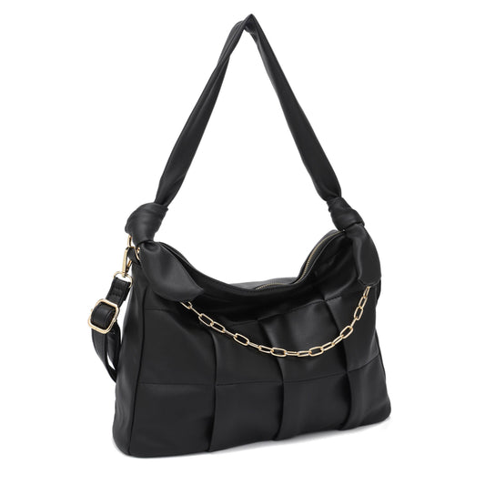 LEILA Pleased Shoulder Bag Hobo with Chain and Knot Handle