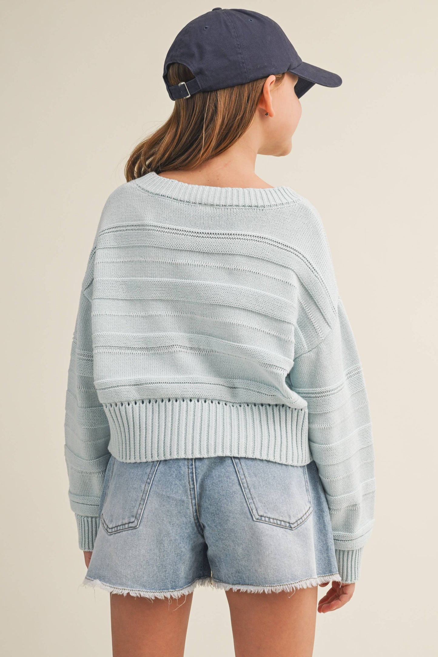 Girls' Textured Knit Sweater