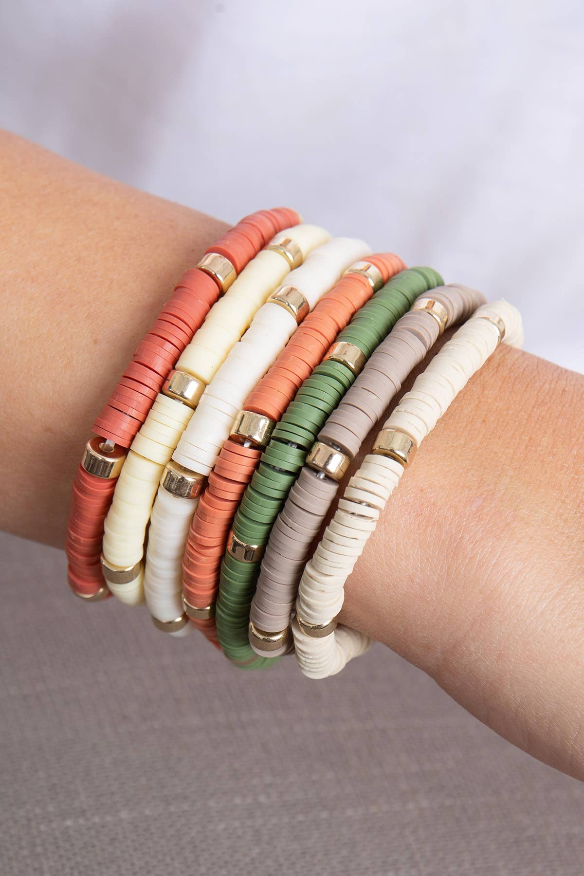 MULTI-LINE LEATHER BEADED STRETCH BRACELET