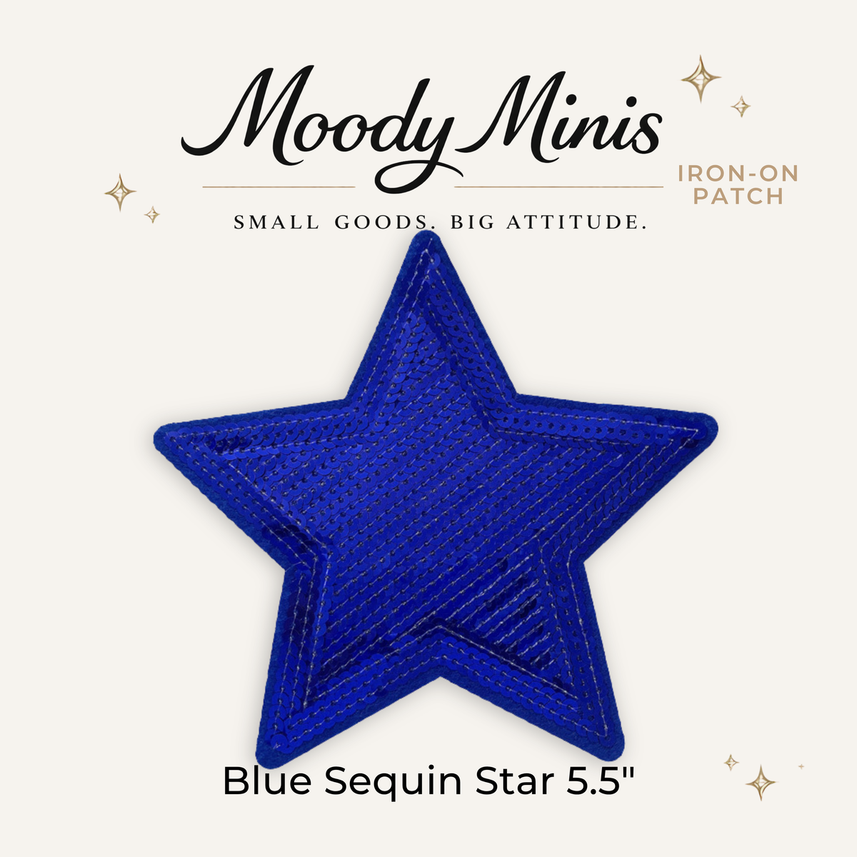 Blue Sequin Star Embroidered Patch