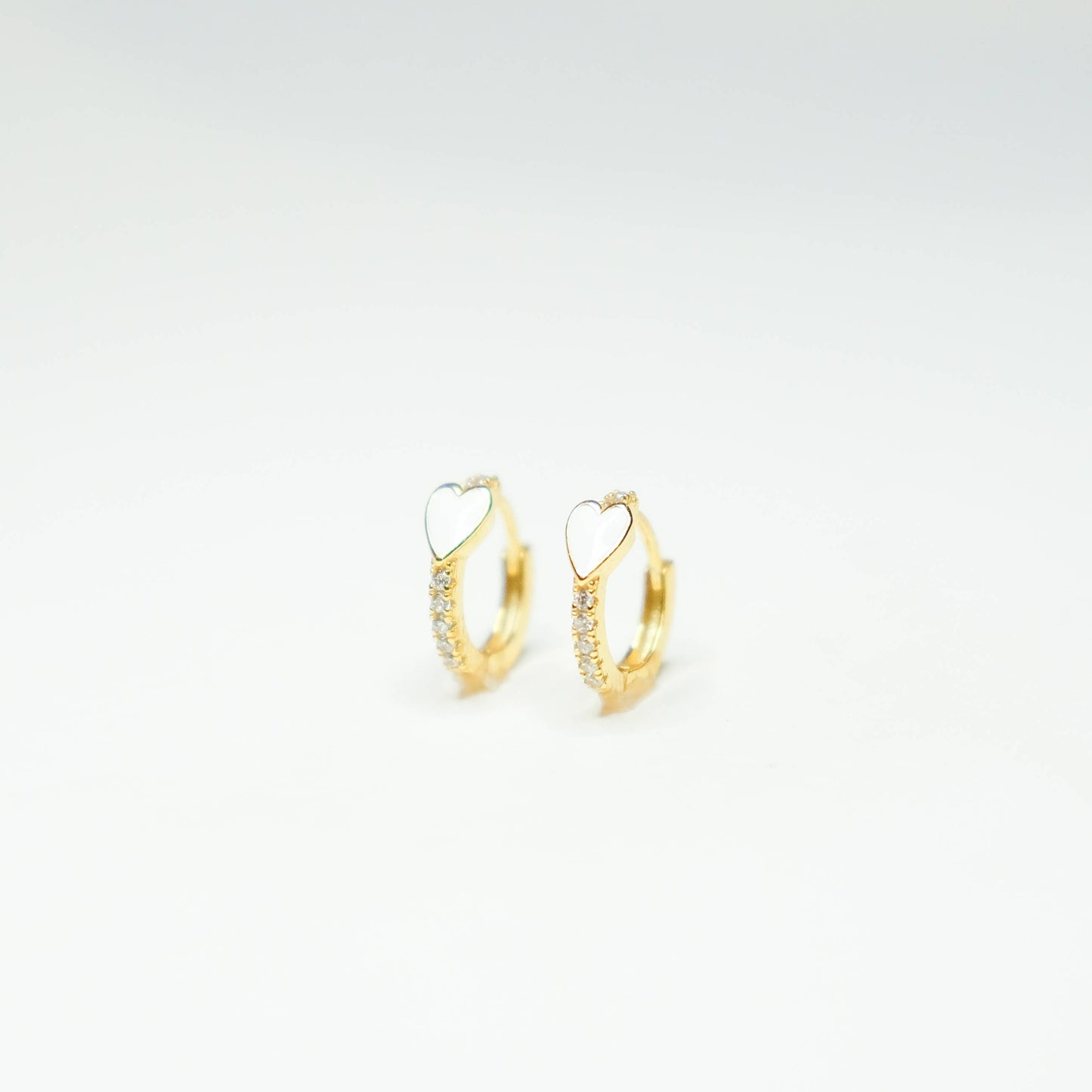 Pave Heart Huggie Earrings