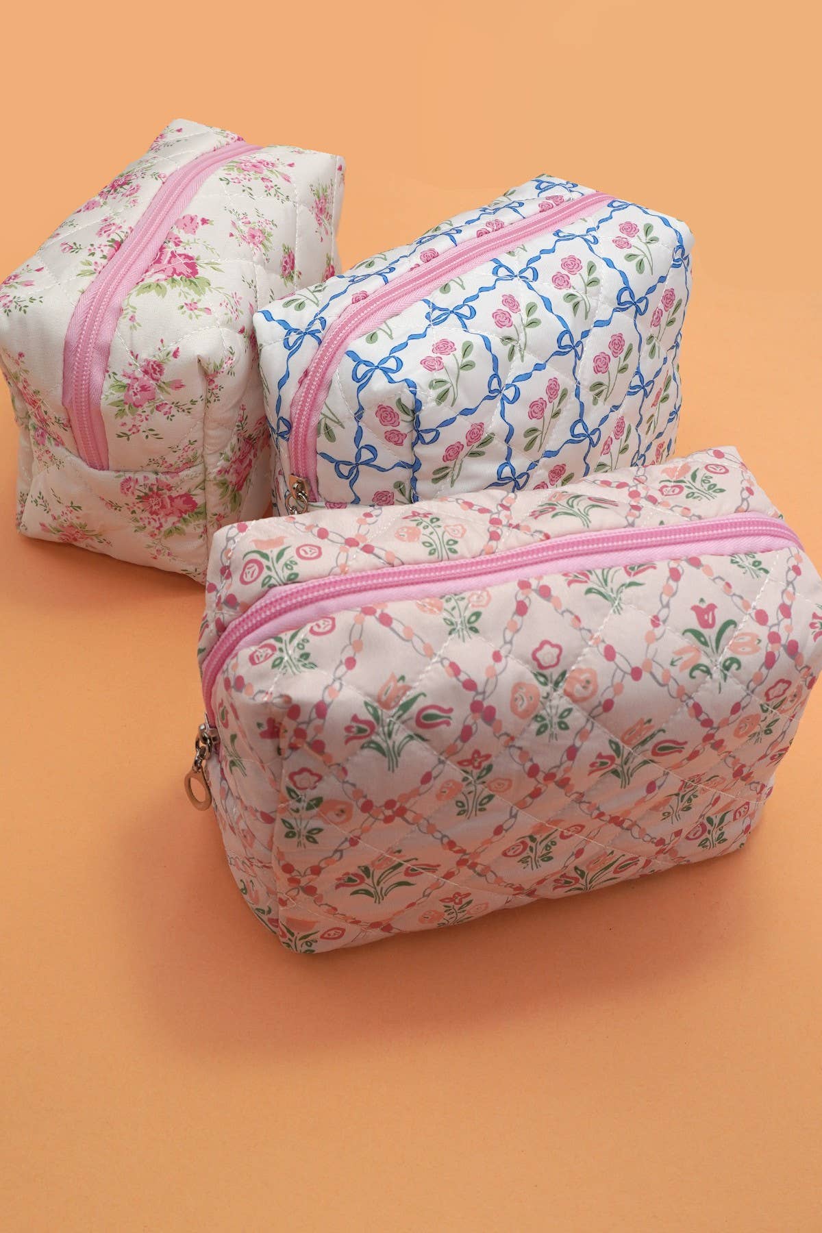 FLORAL TOILE PATTERN COSMETIC BAG