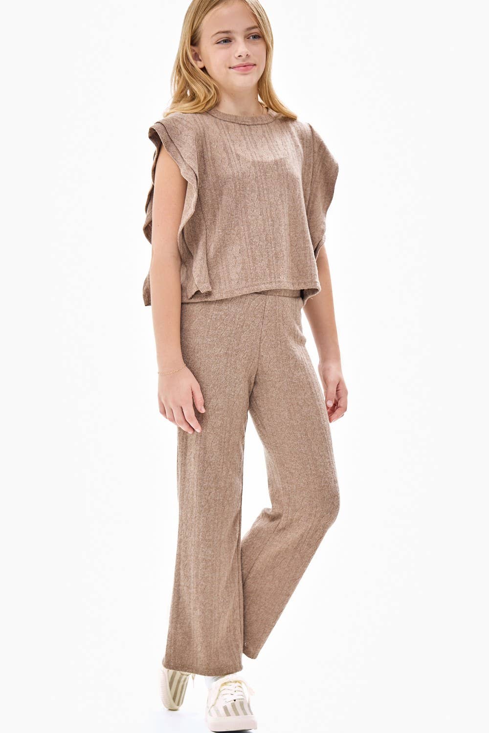 Wide Legs Cable Knit Pants