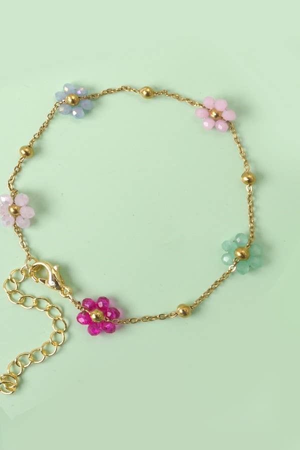 BEADED FLOWER CHARM BRACELETS