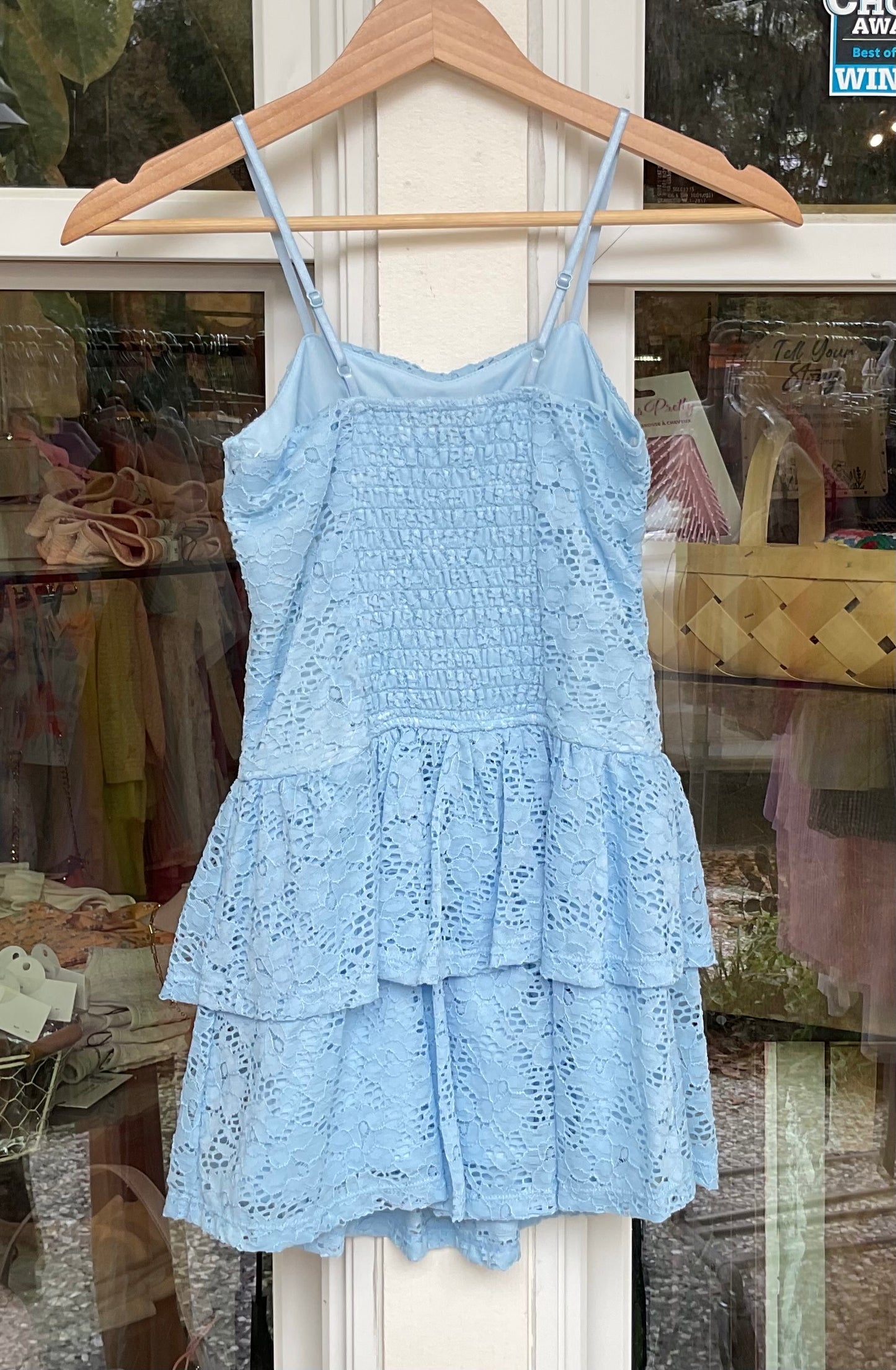 Eyelet Bodice Tiered Dress