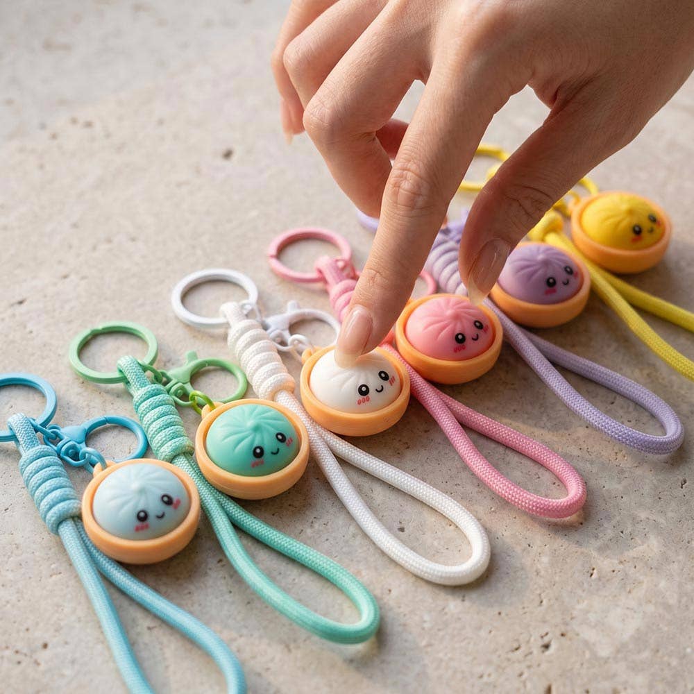 Dumpling Fidget Clicker Bag Charm Keychain