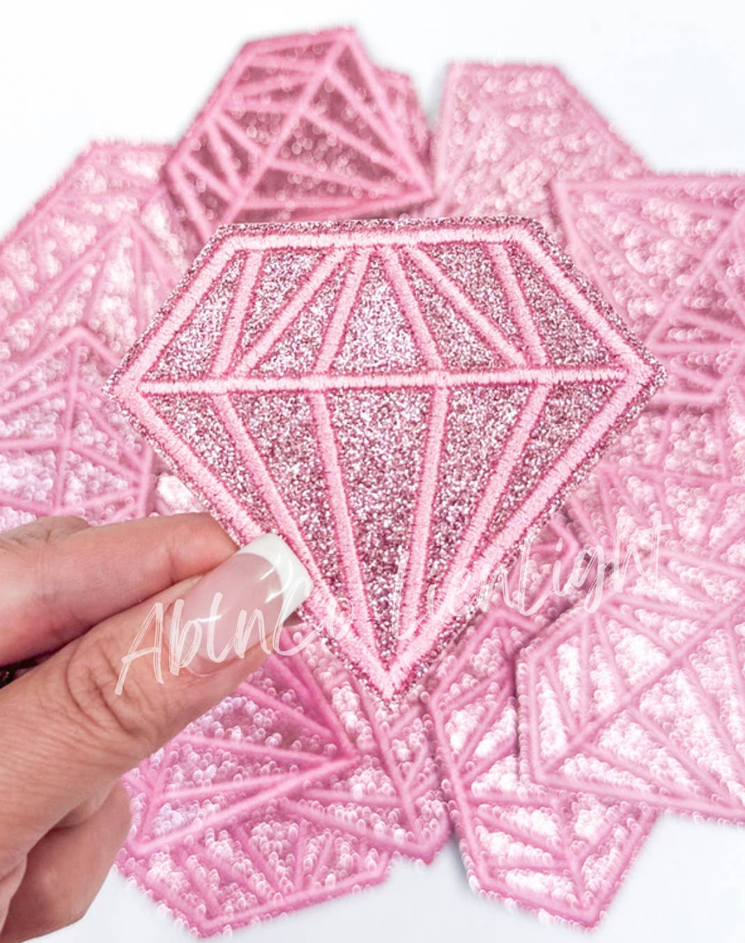 Pink glitter diamond patch iron on