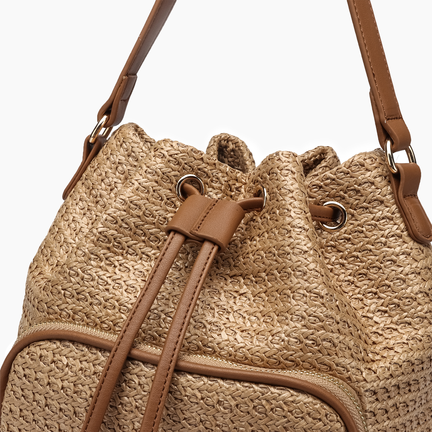Harmony Straw Bucket Crossbody Bag