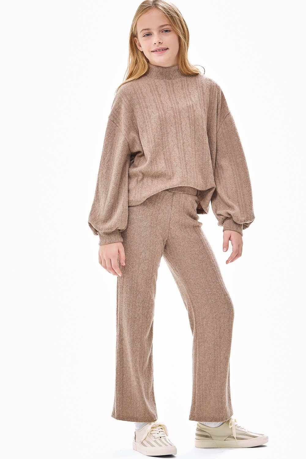 Wide Legs Cable Knit Pants