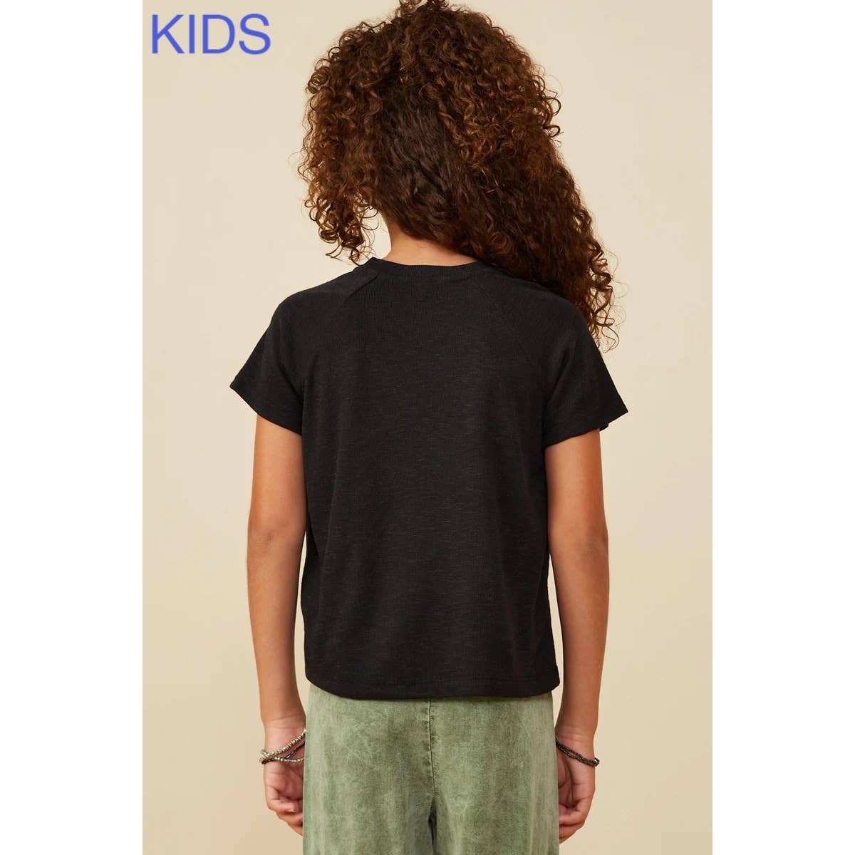 Girls Pearl Ribbon Patch Knit T Shirt