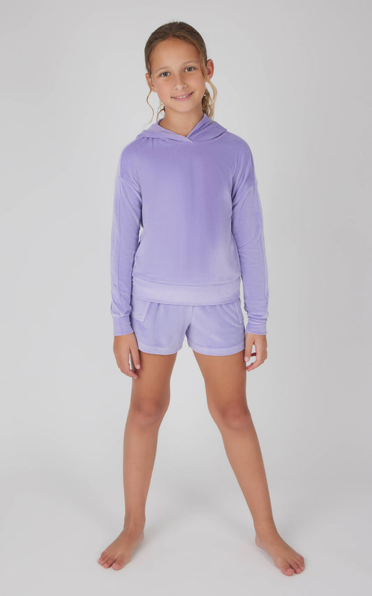 Girls Velour Hoodie and Cargo Shorts - 2 PC SET