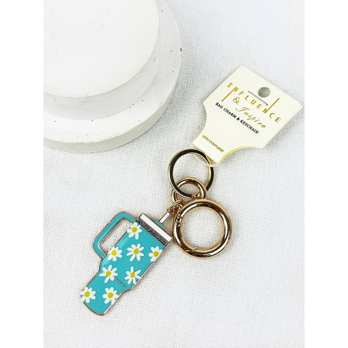 Tumbler Shaped Enamel with Bag Charm Key Chain