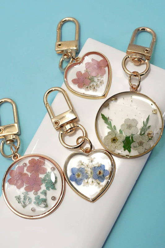 BAG CHARM-PRESSED DRIED FLOWER