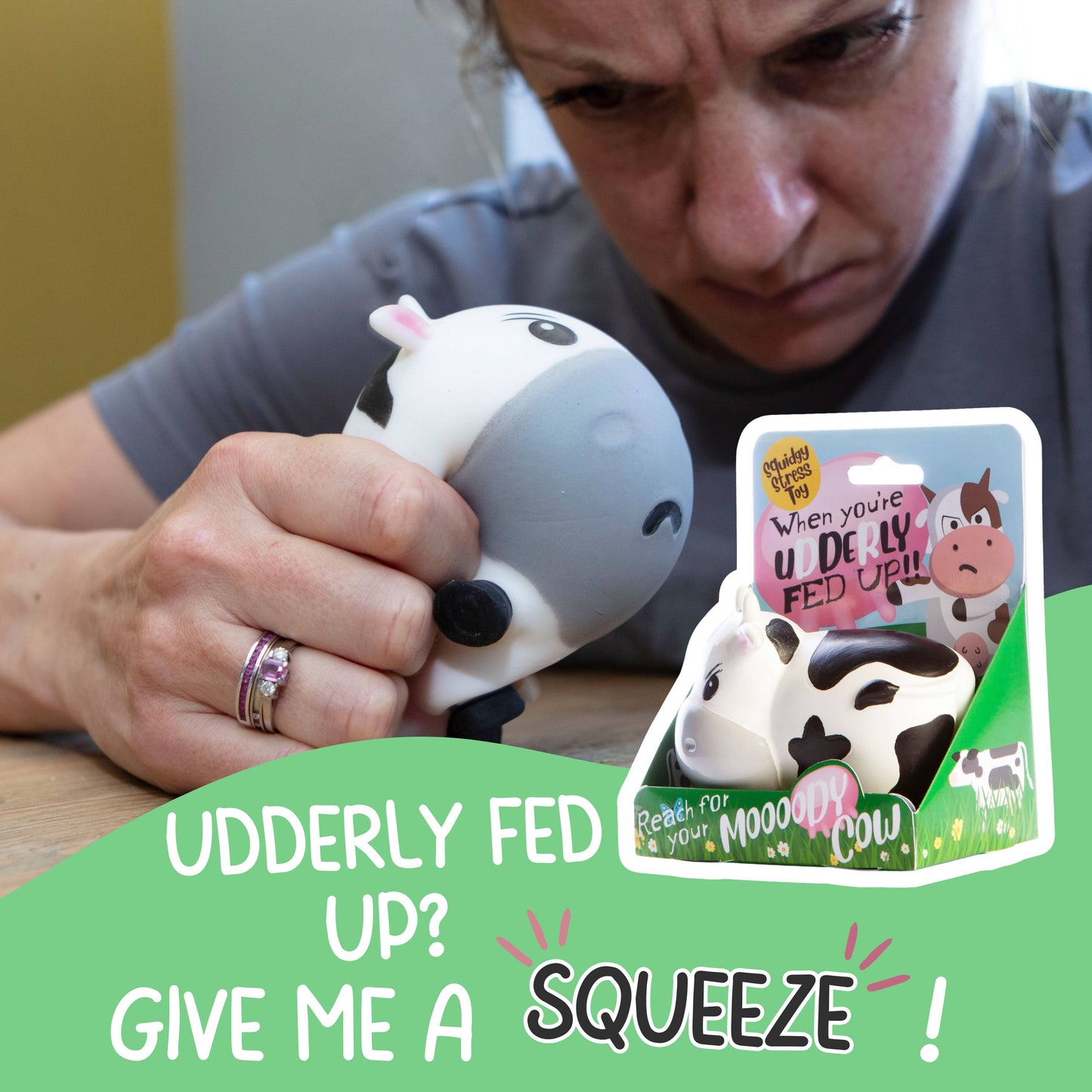 Squishy Stress Toy - Moody Cow - Novelty Fidget Squishies