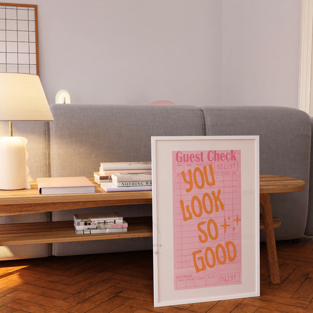 You Look So Good Preppy Pink & Orange Guest Wall Art Prints