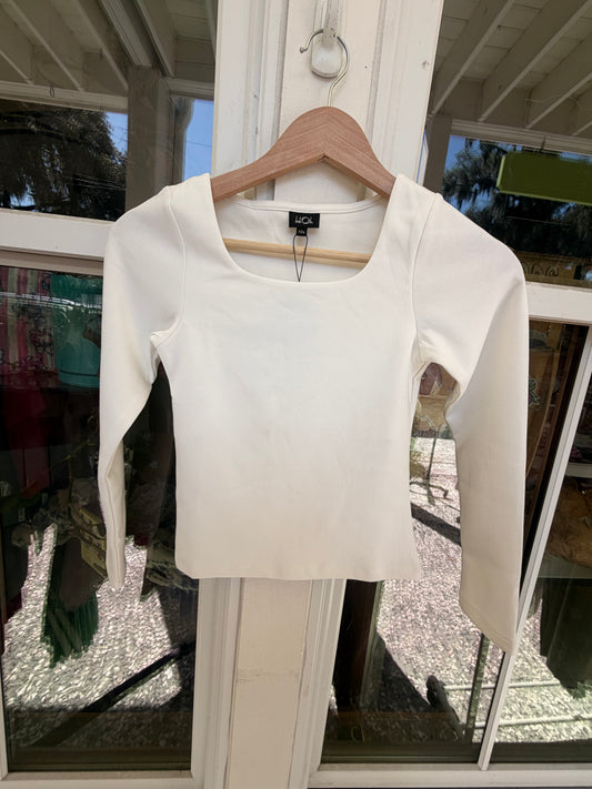 L/S White Cotton Top