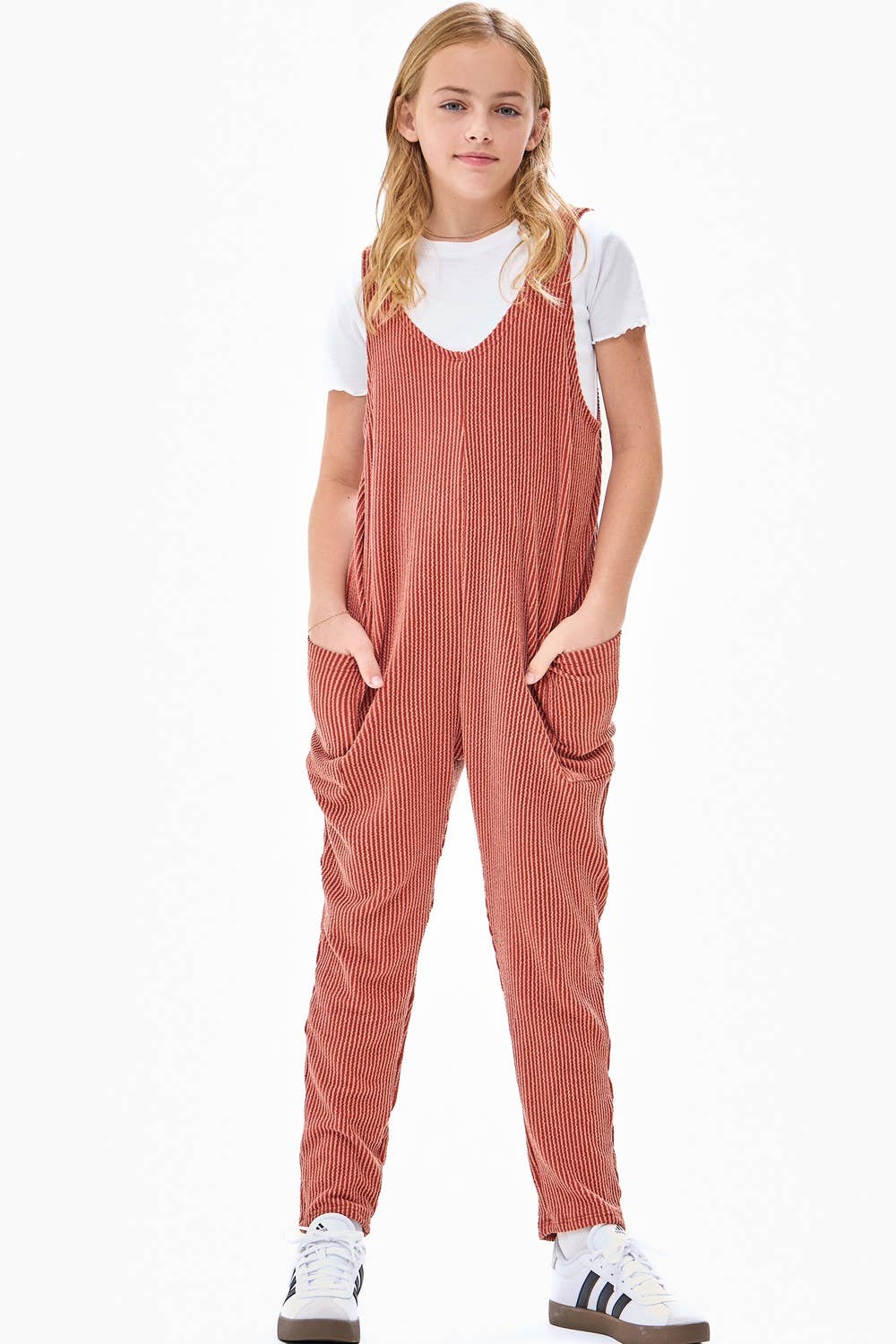 Embossed Rib Sleeveless Jumpsuit /Overall /Onesie