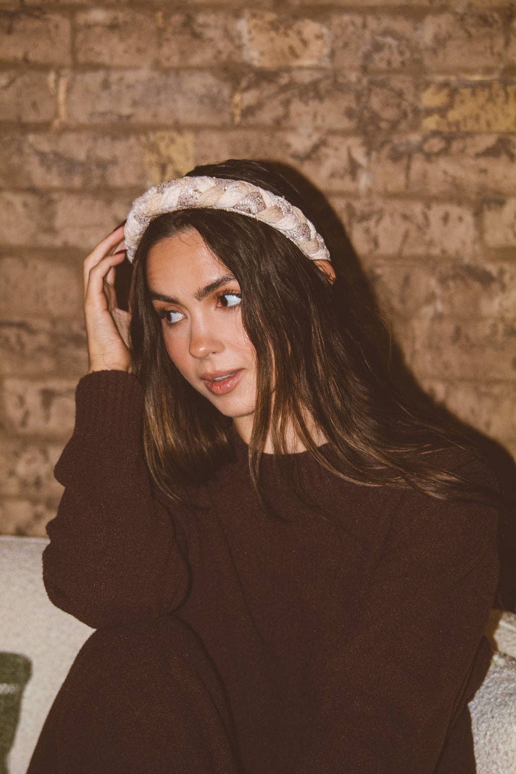 Beige Braided Headband