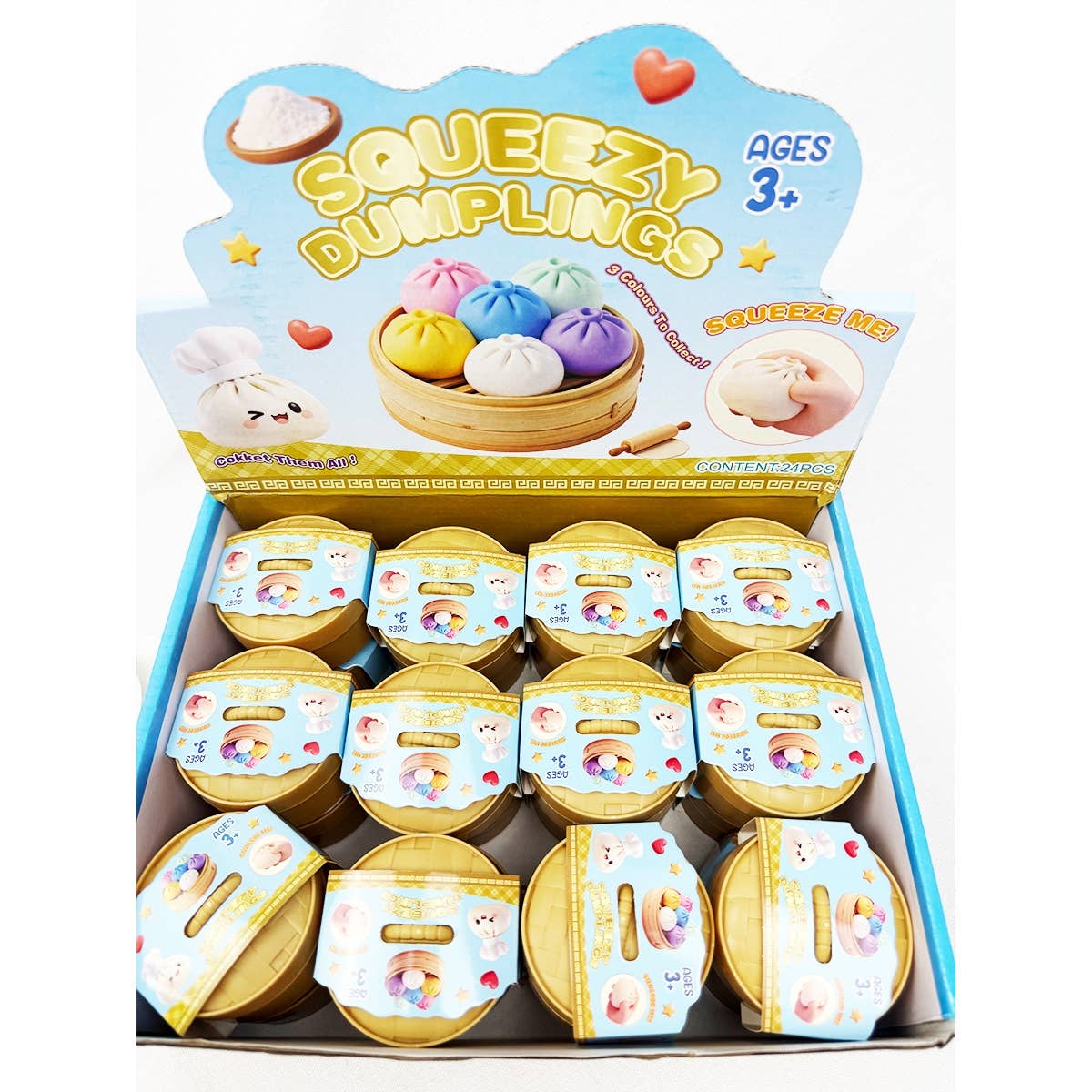 Mini Glitter Dumpling Squishy with Steamer