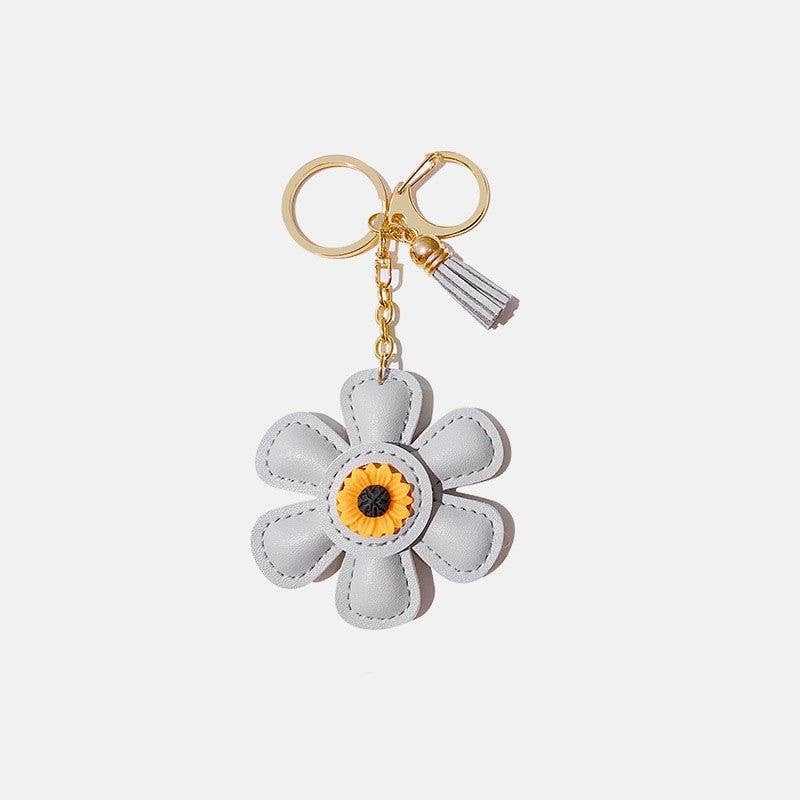 Sunflower Leather Keychain