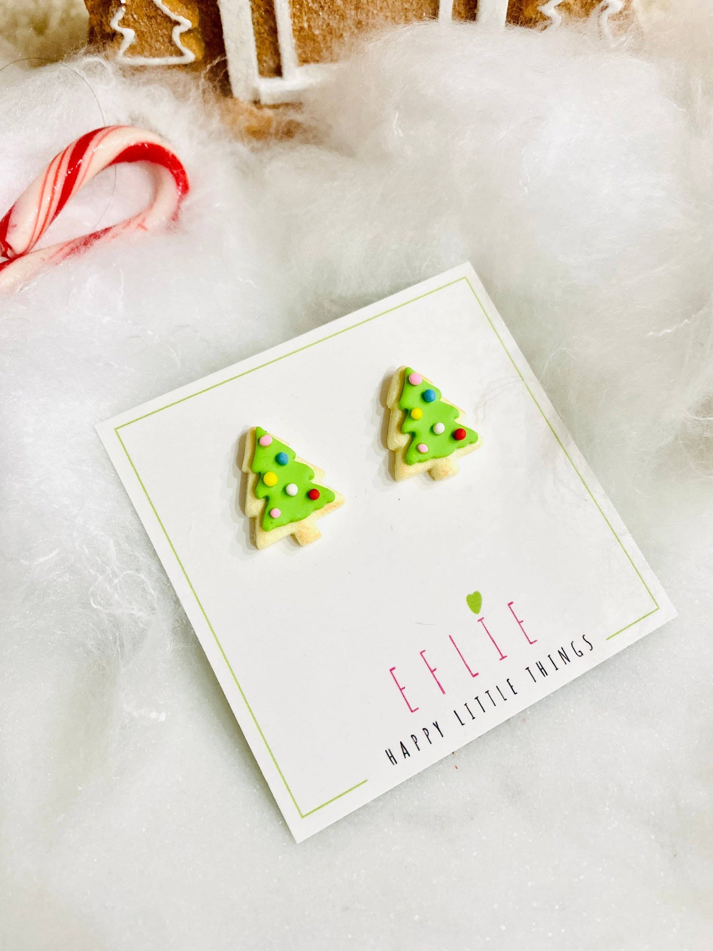 Christmas Tree Sugar Cookies Holiday Stud Earrings