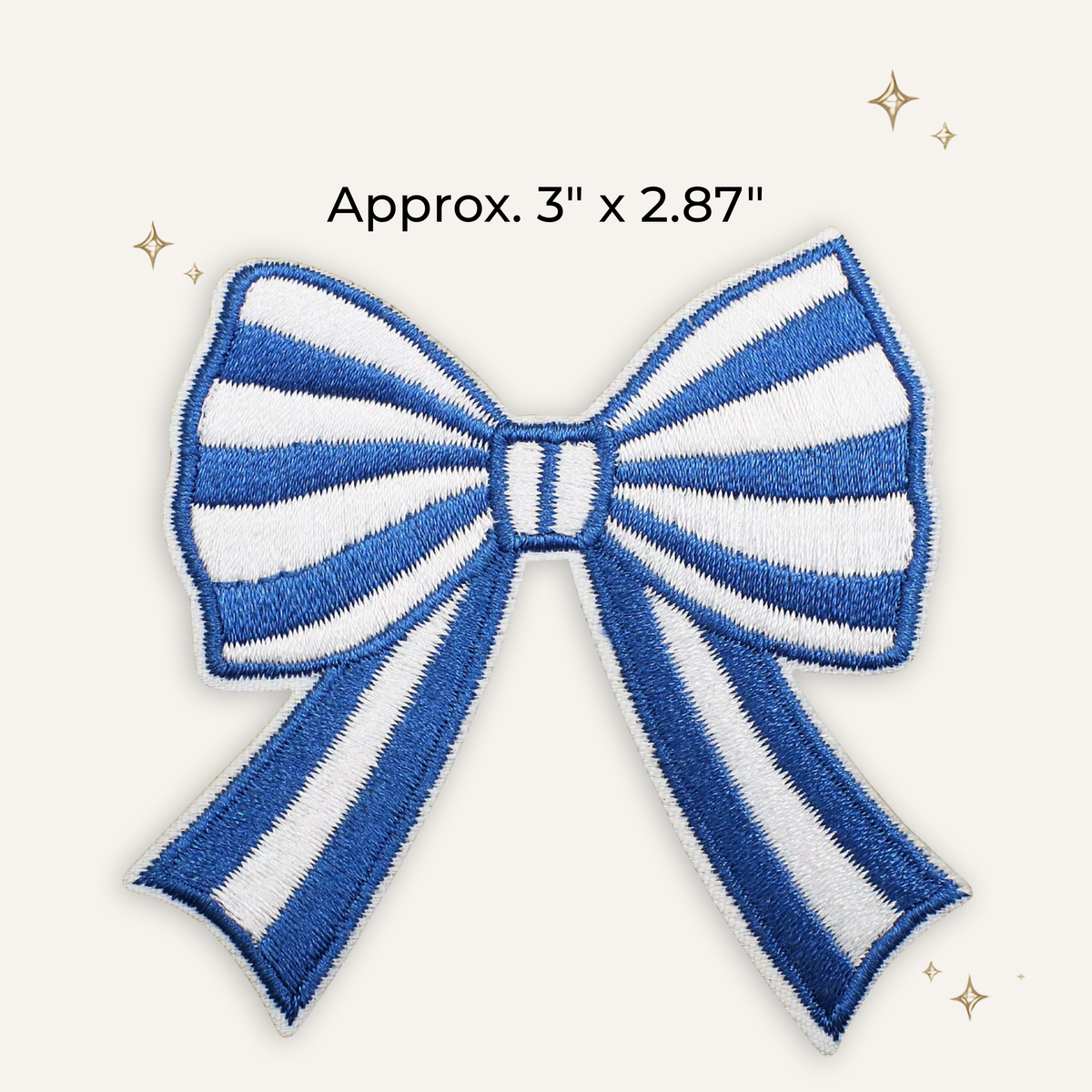 Striped Bow Blue Embroidered Patch
