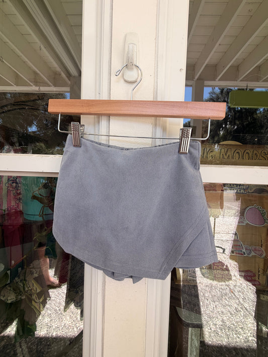 Faux Suede Wrap Skort
