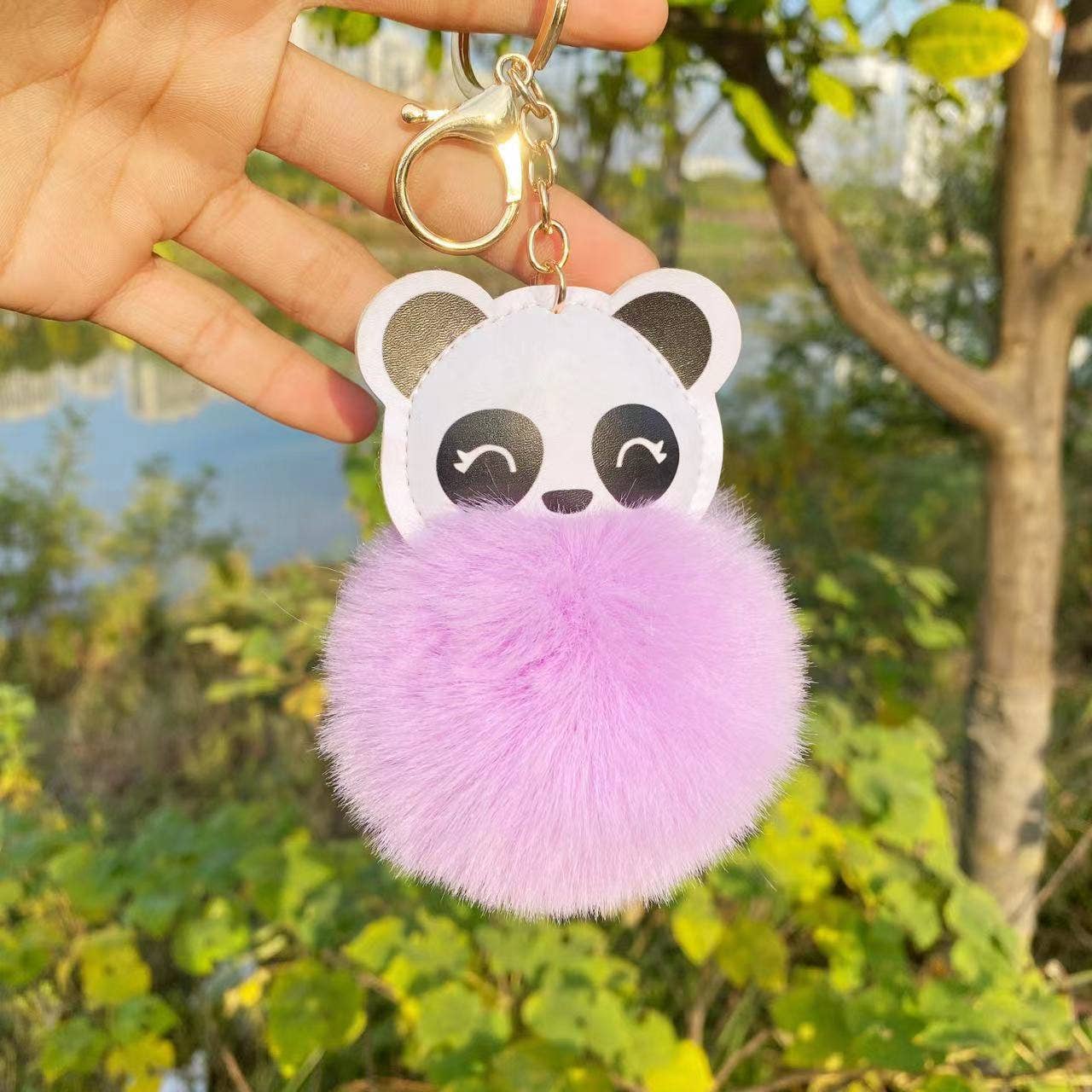Panda Pom Pom Keychain