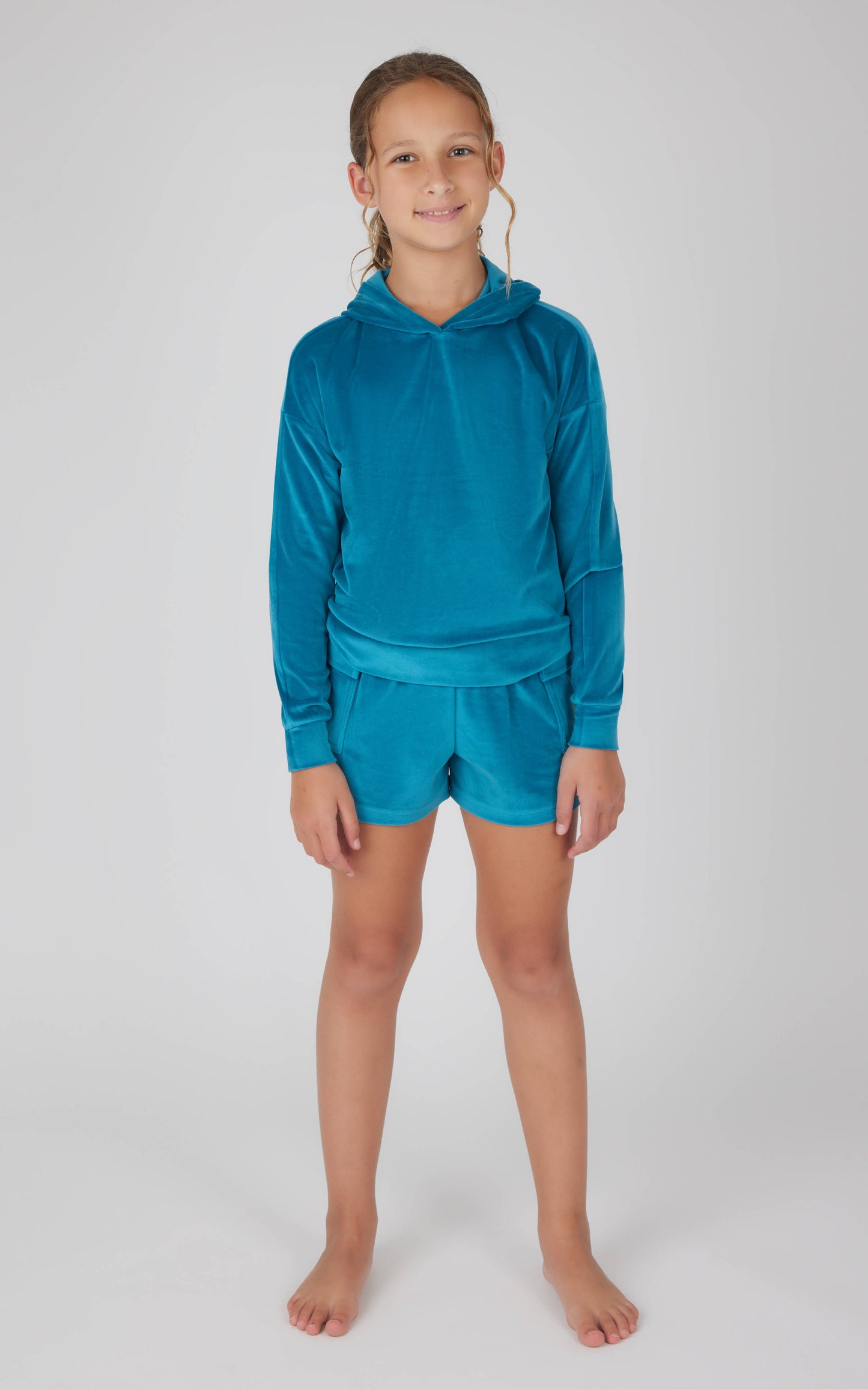 Girls Velour Hoodie and Cargo Shorts - 2 PC SET