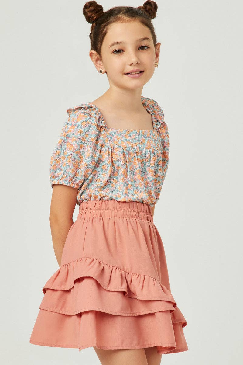 Ruffled Elastic Waist Skirt